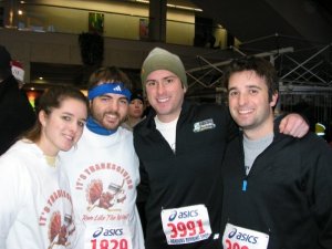 Detroit Turkey Trot 2007. Shirt reads "It's Thanksgiving. Run Like The Wind!" 