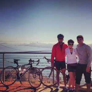 Oscar, Mark and I at the top of Hawk Hill in Marin 