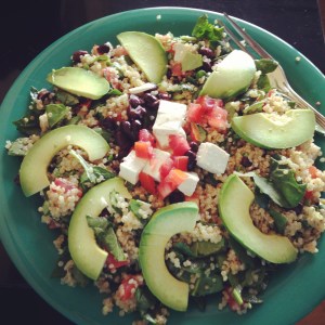 Cafe Del Soul post-run lunch! Vegan "quinoa cool" with tofu.