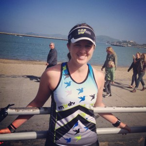 Post-Swim, about to run! 