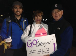 My parents and brother at 6am before the "race" began.