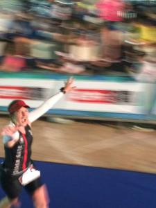 Unbelievably happy running down the finisher's chute :-)