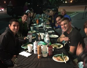 Enjoying an amazing home-cooked group dinner together